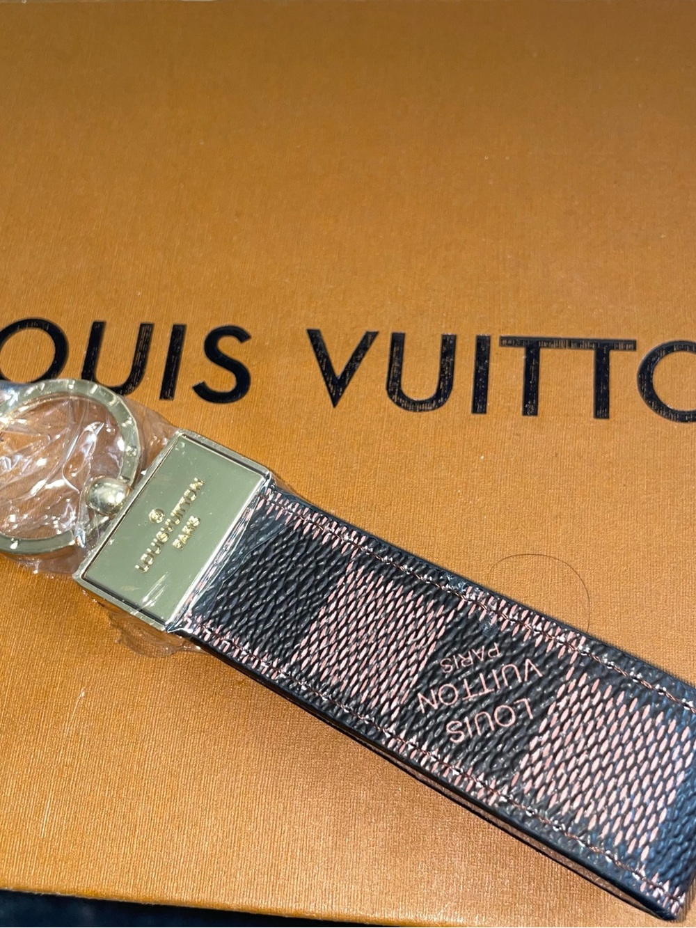 Fashion monogram Black and Brown Damier Key Strap with Gold Hardware